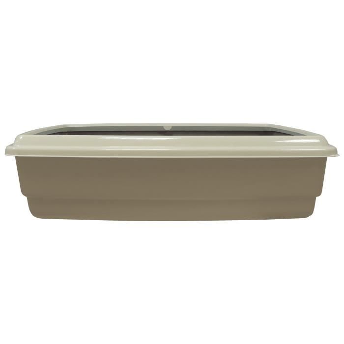 AIME Litter Box with Rim + Scoop - Taupe - 44 x 34 x 11 cm