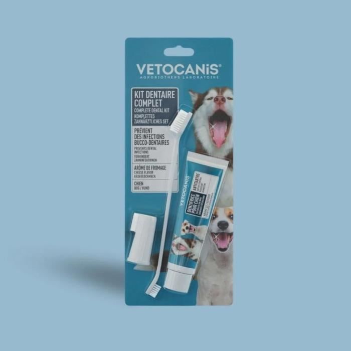 Dog Dental Kit - VETOCANIS - Dental Hygiene with Toothbrush, Flavored Biscuit, Toothpaste