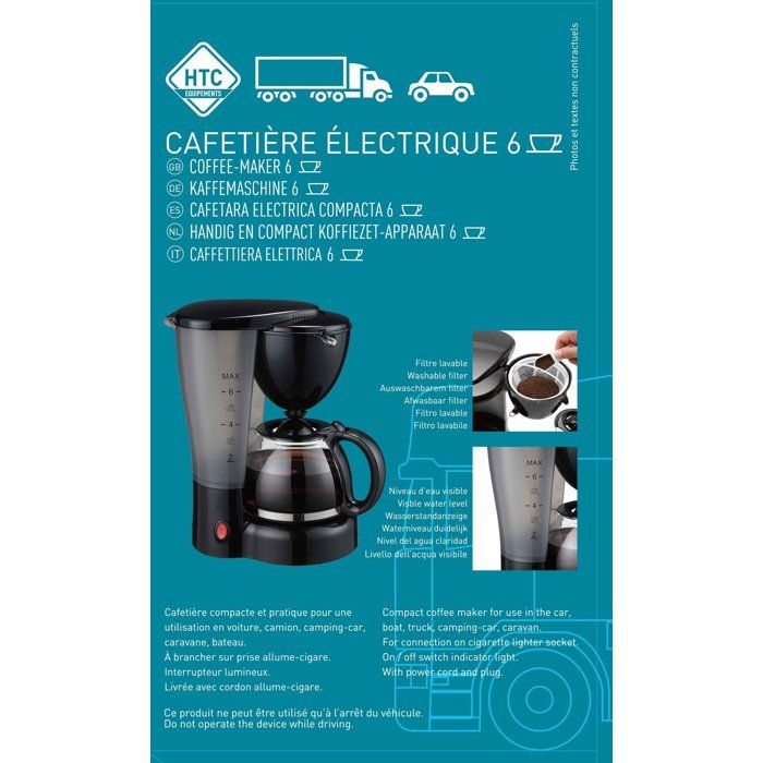 12V Coffee Maker - HTC Equipment - 5/6 Cups - 170W