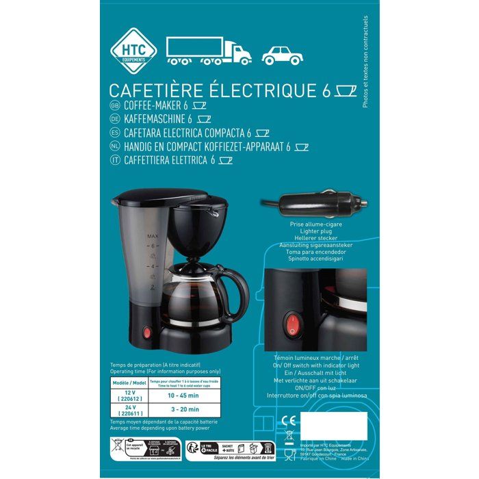 12V Coffee Maker - HTC Equipment - 5/6 Cups - 170W