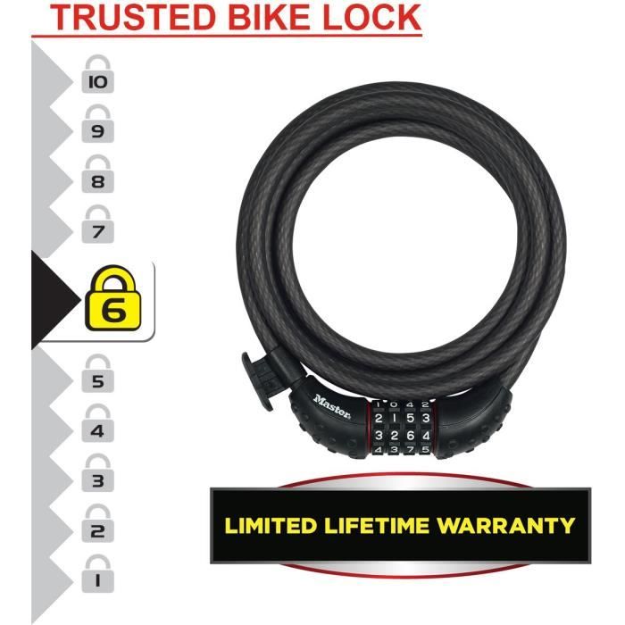 MASTER LOCK Bicycle Lock - Steel Twisted Cable, 1.8 m - 8120EURDPRO