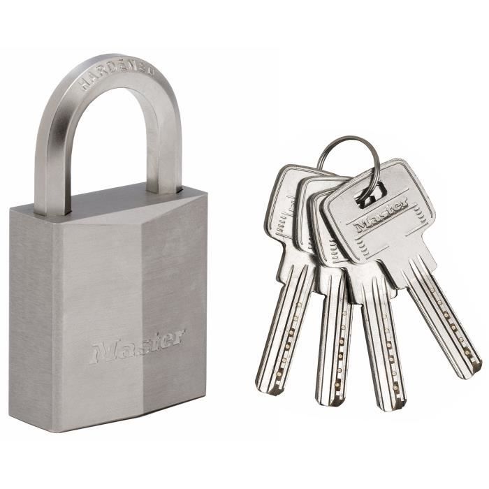 MASTER LOCK 40 mm Nickel-Plated Brass Padlock - Hexagonal Shackle - High Security