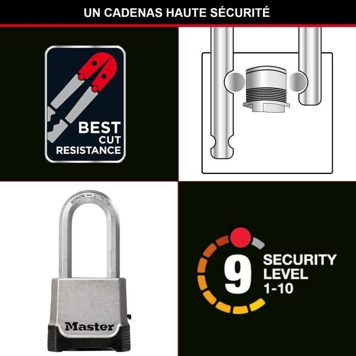 MASTER LOCK High Security Padlock - M176EURDLH - Zinc - XL Shackle - Outdoor