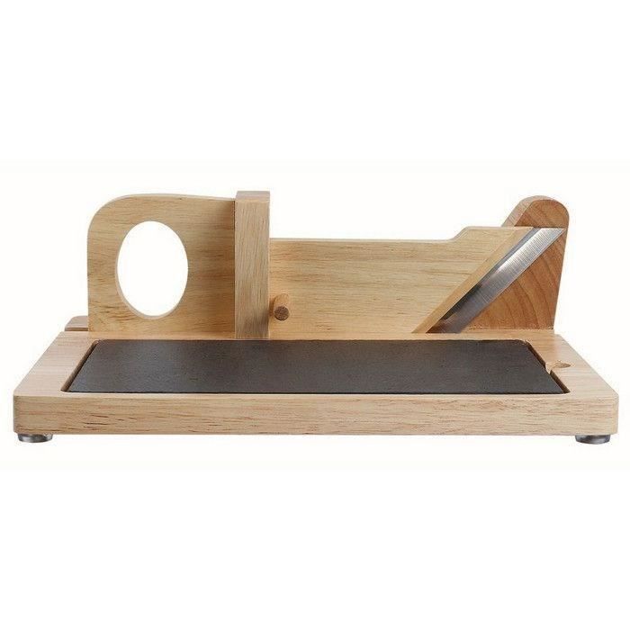 LIVOO Sausage Guillotine - Rubberwood with Slate Base - Stainless Steel Blade - Safety MEC127