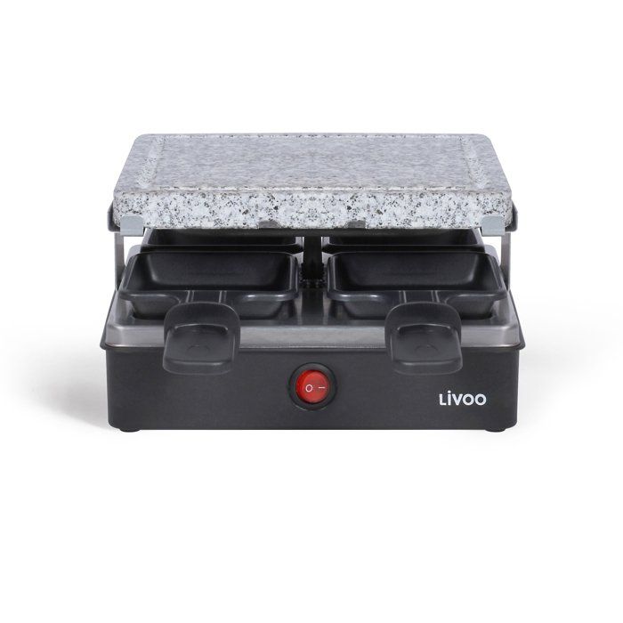 LIVOO Raclette Grill - 600W - Serves 4 People - Removable Granite Plate DOC242