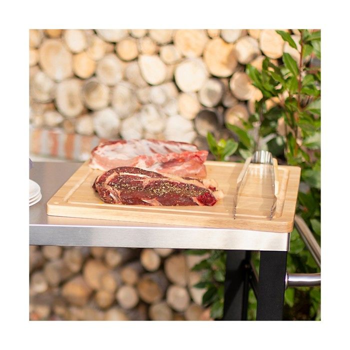 LIVOO Cutting Board - MES141 - Rubberwood - XXL - 46 x 46 cm - Integrated Groove