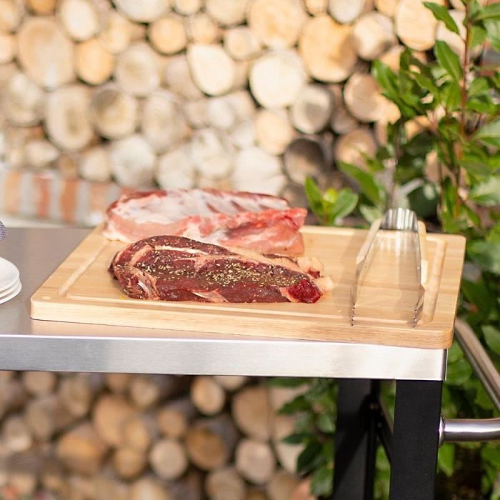 LIVOO Cutting Board - MES141 - Rubberwood - XXL - 46 x 46 cm - Integrated Groove
