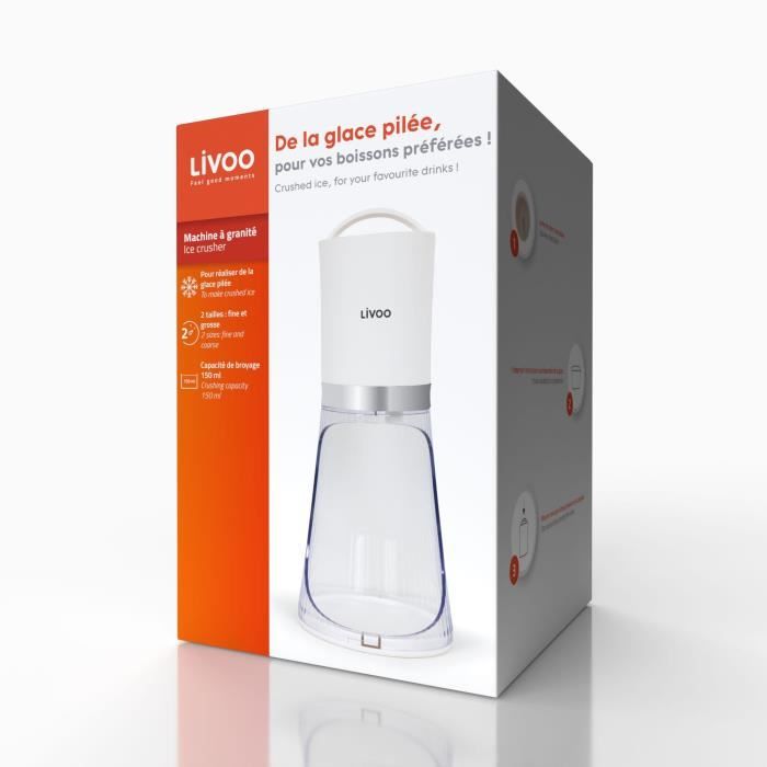 LIVOO Ice Crusher - DOM462 - 150 mL Capacity - Automatic Start - Stainless Steel Blade