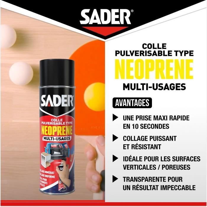 SADER Multi-Purpose Neoprene Spray Adhesive - Extra Strong - All Materials - Instant Bond - 500 ml Can