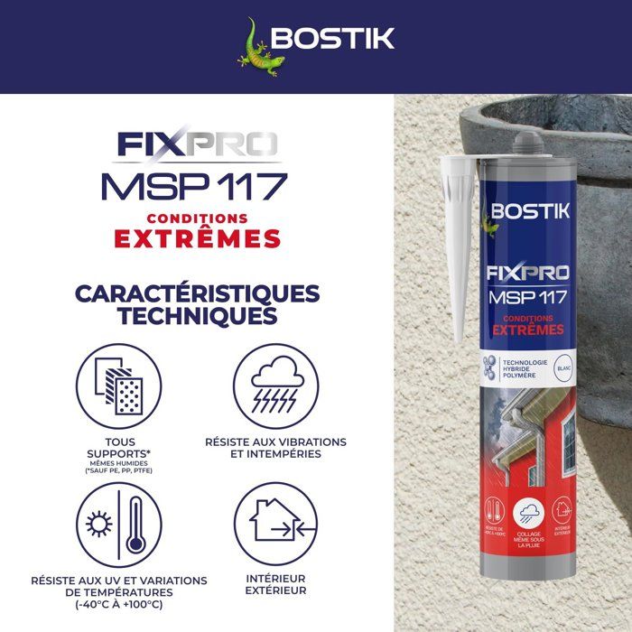 BOSTIK Fixpro MSP 117 Sealant Adhesive - 290 ml Cartridge - Extreme Conditions - White