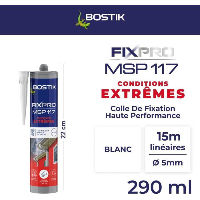 BOSTIK Fixpro MSP 117 Sealant Adhesive - 290 ml Cartridge - Extreme Conditions - White