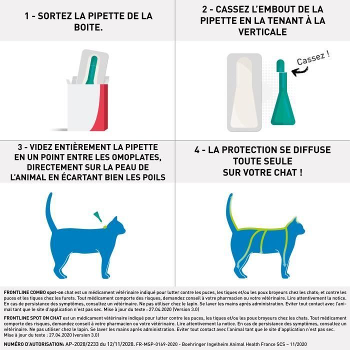 Frontline Spot On for Cats - Flea and Tick Treatment - 6 Pipettes