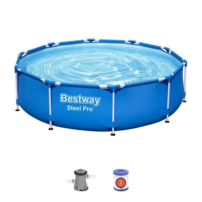 BESTWAY tubular above ground pool kit - Steel Pro™ - 305 x 76 cm - Round (Delivered with filtration pump)
