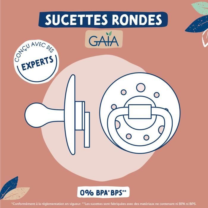DODIE GAIA Rubber Pacifier Duo - Round - 6-36 months - Under the Sun