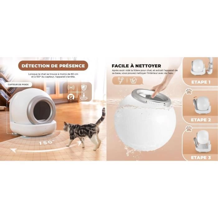 KITTY Self-Cleaning Cat Litter Box 65 L - APP Connectivity - 57 x 50 x 53 cm