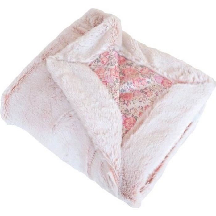 DOMIVA Children's Blanket - Liberty Print & Faux Fur - 75 x 100 cm - Pink