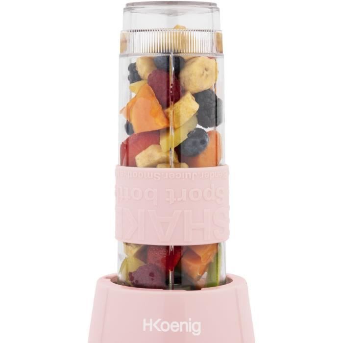 H.KoeNIG Mini Blender - SMOO12 - 300 W - 570 mL - Pastel Pink - 2 Included Bottles