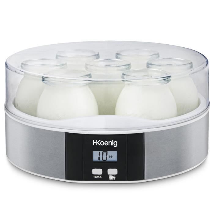 HKoeNIG Yogurt Maker - ELY70 - 7 x 160 ml Jars - Programmable 15 Hours - 15W