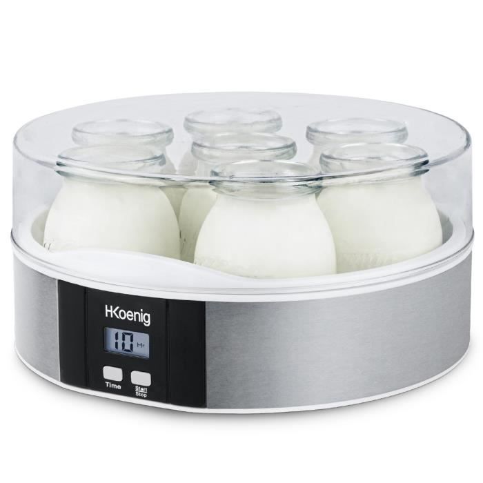 HKoeNIG Yogurt Maker - ELY70 - 7 x 160 ml Jars - Programmable 15 Hours - 15W