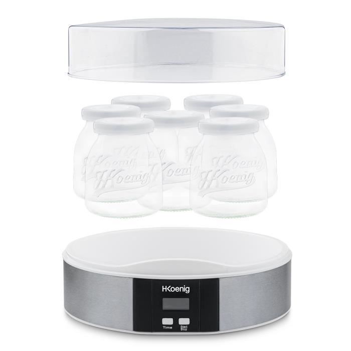 HKoeNIG Yogurt Maker - ELY70 - 7 x 160 ml Jars - Programmable 15 Hours - 15W