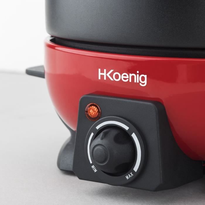 H.Koenig Fondue Set - ALP1800 - 2 L - Serves 6 - Adjustable Thermostat - 800W - Red/Black