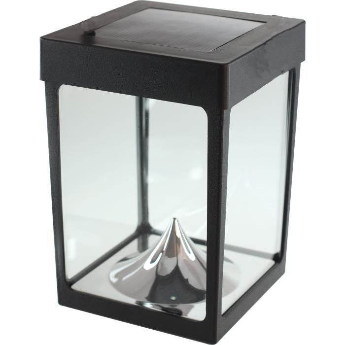 Mini Solar Candle Holder - Glass Sides - Black - Table Lamp