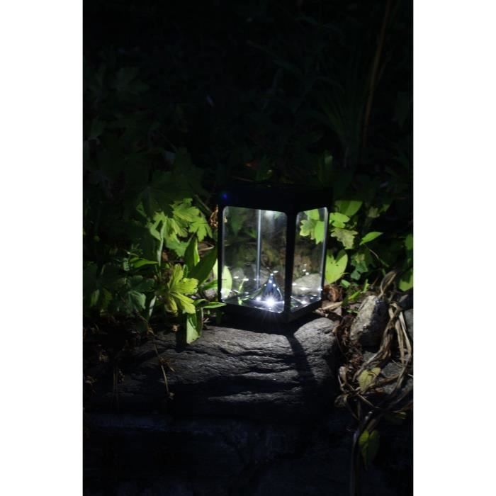 Mini Solar Candle Holder - Glass Sides - Black - Table Lamp