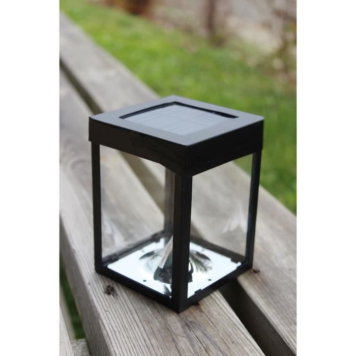 Mini Solar Candle Holder - Glass Sides - Black - Table Lamp