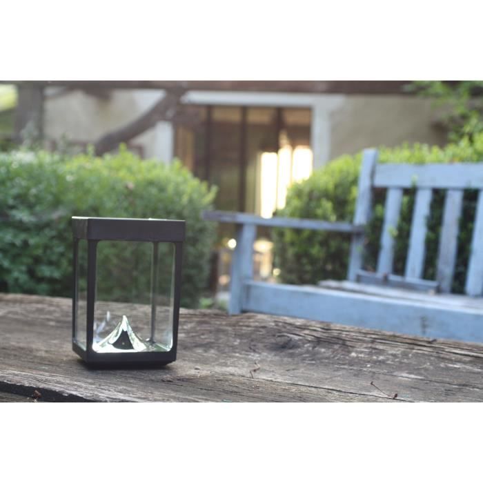 Mini Solar Candle Holder - Glass Sides - Black - Table Lamp