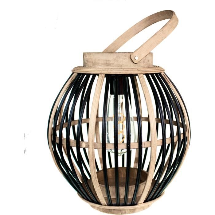 Olivie Bamboo Solar Lamp - Black - 6 Hour Battery Life - 40 Lumens