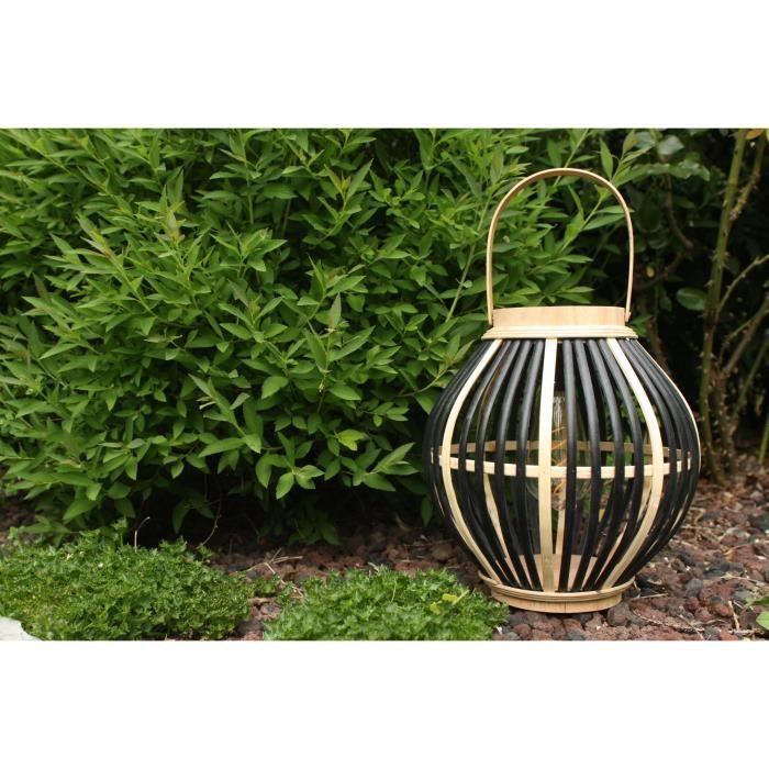 Olivie Bamboo Solar Lamp - Black - 6 Hour Battery Life - 40 Lumens