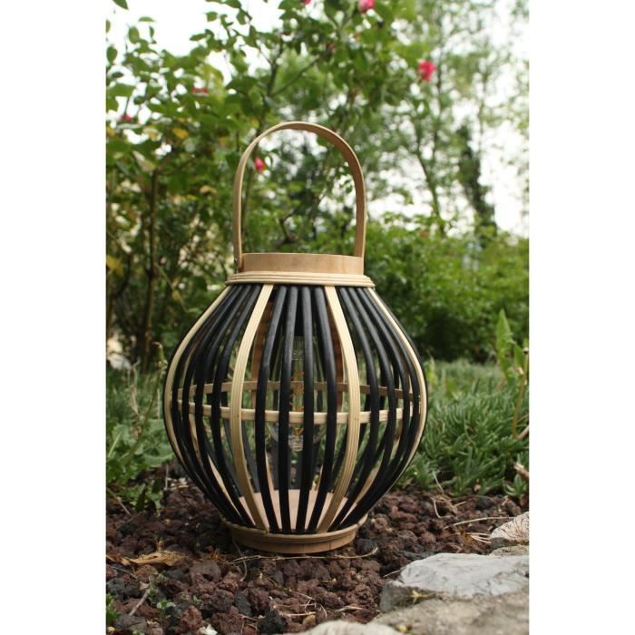 Olivie Bamboo Solar Lamp - Black - 6 Hour Battery Life - 40 Lumens