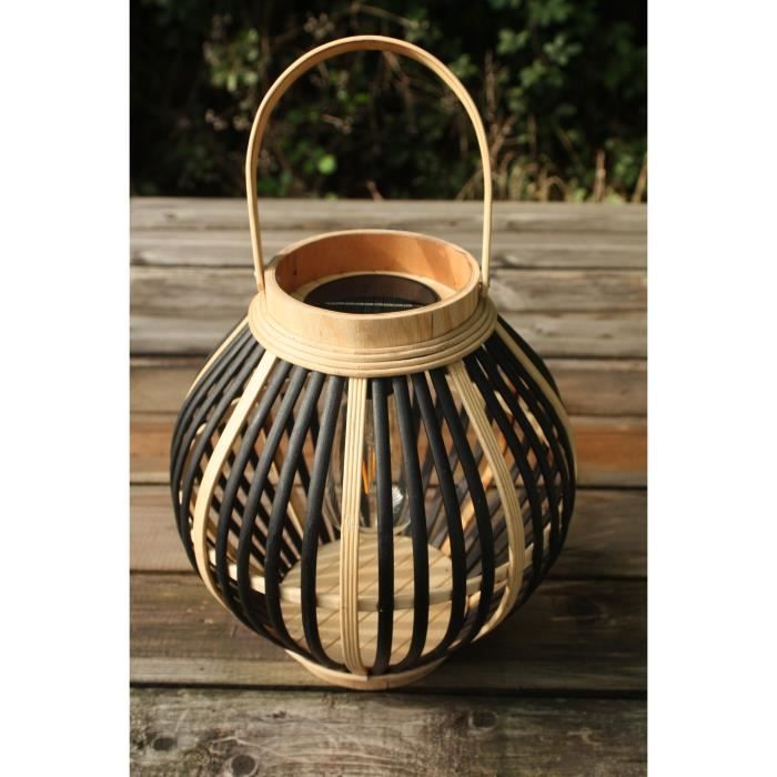 Olivie Bamboo Solar Lamp - Black - 6 Hour Battery Life - 40 Lumens