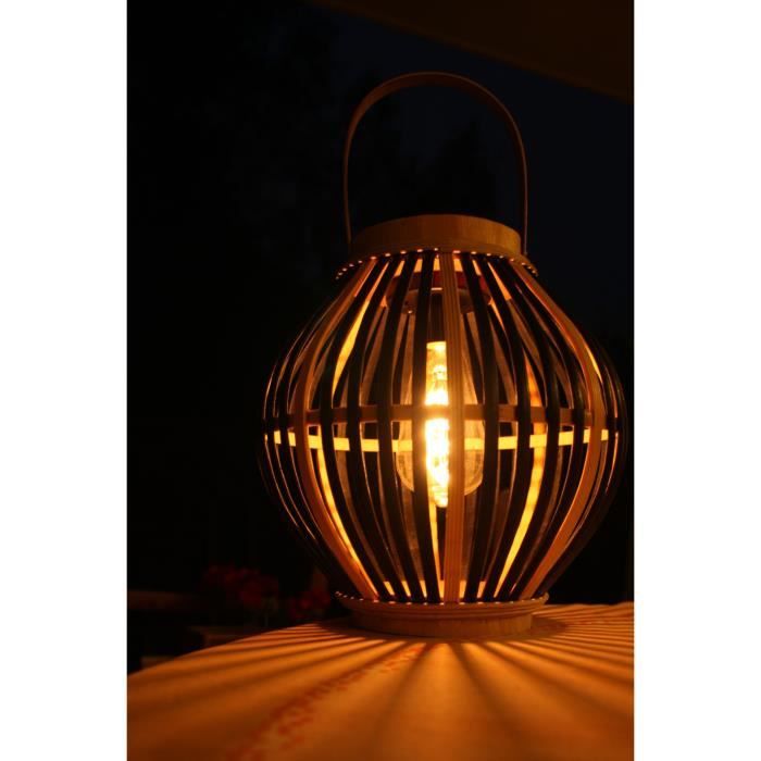 Olivie Bamboo Solar Lamp - Black - 6 Hour Battery Life - 40 Lumens