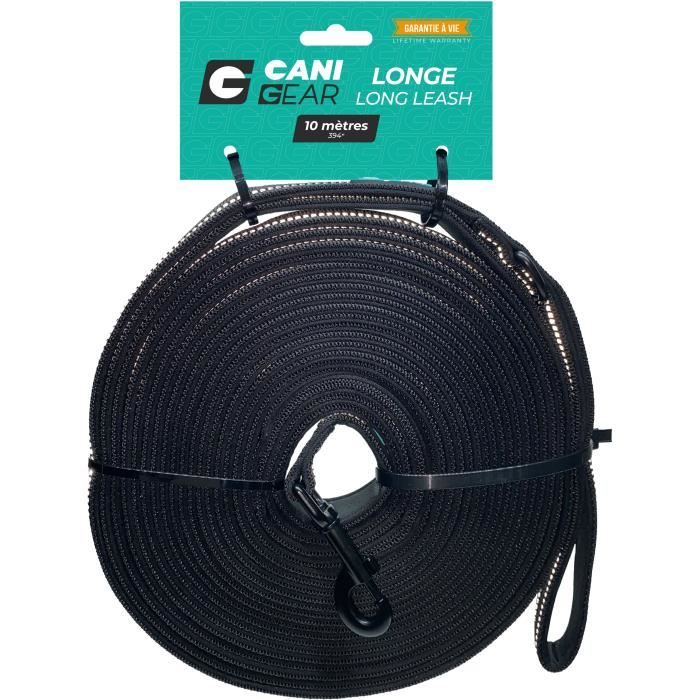 CANI GEAR Dog Leash - 10 m - Soft Neoprene with Handle - Black