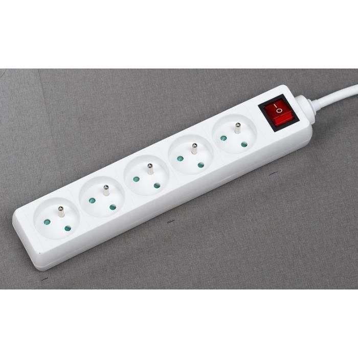 GAO Household Power Strip - 5 Sockets - With Switch - 1.4 m Cable - Child Protection