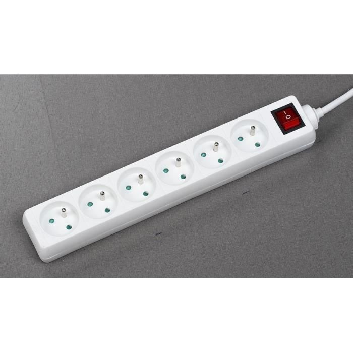 GAO Household Power Strip - 6 Sockets - With Switch, 1.4 m Cable, Child Protection