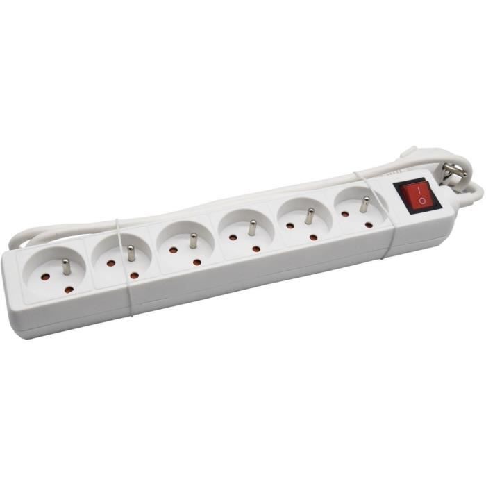 GAO Household Power Strip - 6 Sockets - With Switch, 1.4 m Cable, Child Protection