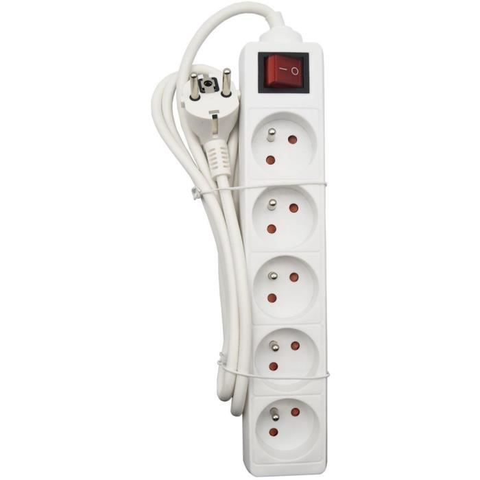 GAO Household Power Strip - 6 Sockets - With Switch, 1.4 m Cable, Child Protection