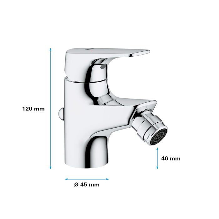 GROHE Start Flow Single-Lever Bidet Mixer Tap - Chrome - 46 mm Spout Height