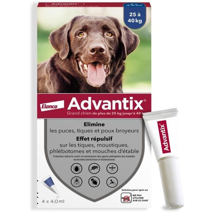 Advantix Dog Flea and Tick Treatment for Large Breeds (25-40 kg) - 4 Pipettes