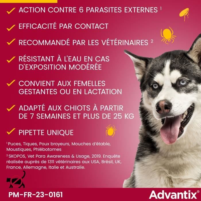 Advantix Dog Flea and Tick Treatment for Large Breeds (25-40 kg) - 4 Pipettes