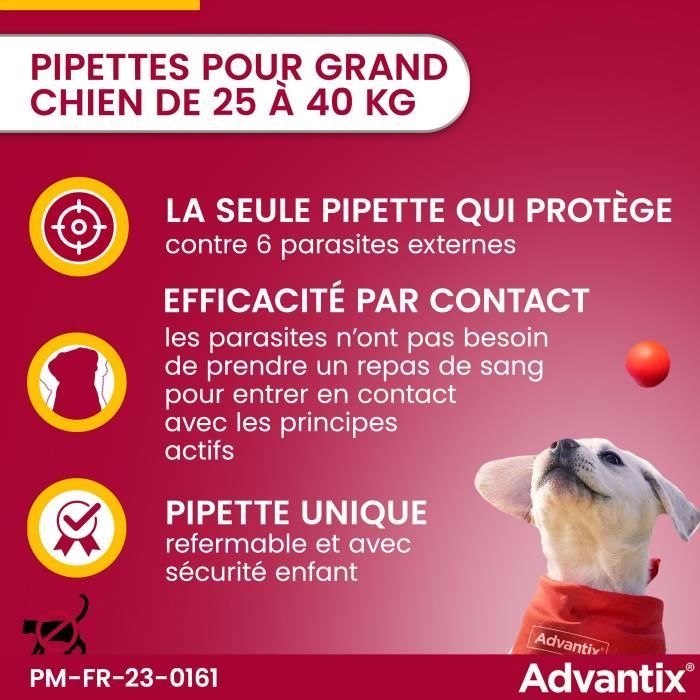 Advantix Dog Flea and Tick Treatment for Large Breeds (25-40 kg) - 4 Pipettes