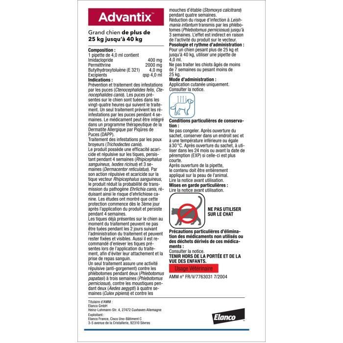 ADVANTIX Dog Parasite Control Solution 25-40 kg - 6 Pipettes