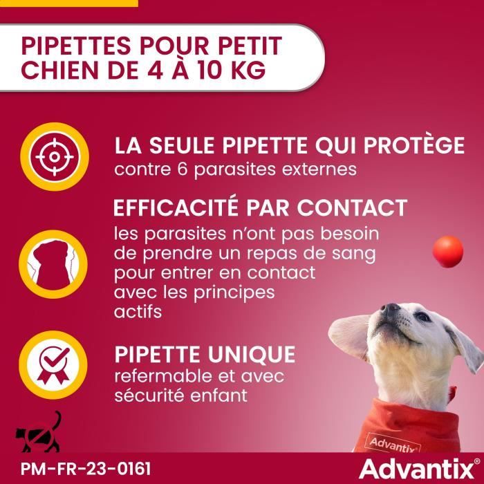 Advantix Dog Flea and Tick Treatment Solution 4-10 kg - 6 Pipettes