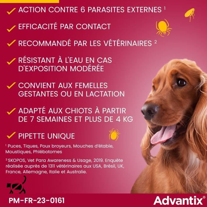 Advantix Dog Flea and Tick Treatment Solution 4-10 kg - 6 Pipettes