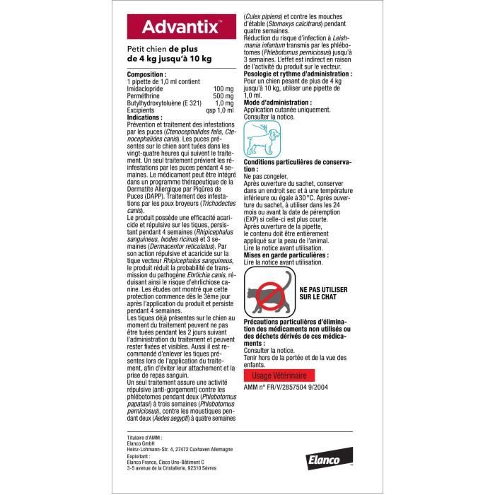 Advantix Dog Flea and Tick Treatment Solution 4-10 kg - 6 Pipettes