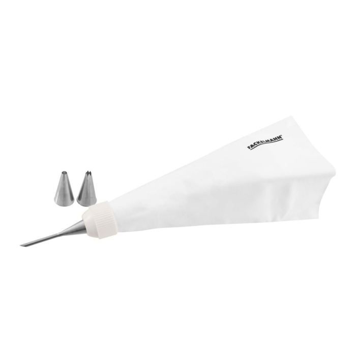 Professional Piping Bag - FM PROFESSIONAL - Reusable - 3 Stainless Steel Nozzles - 28 cm