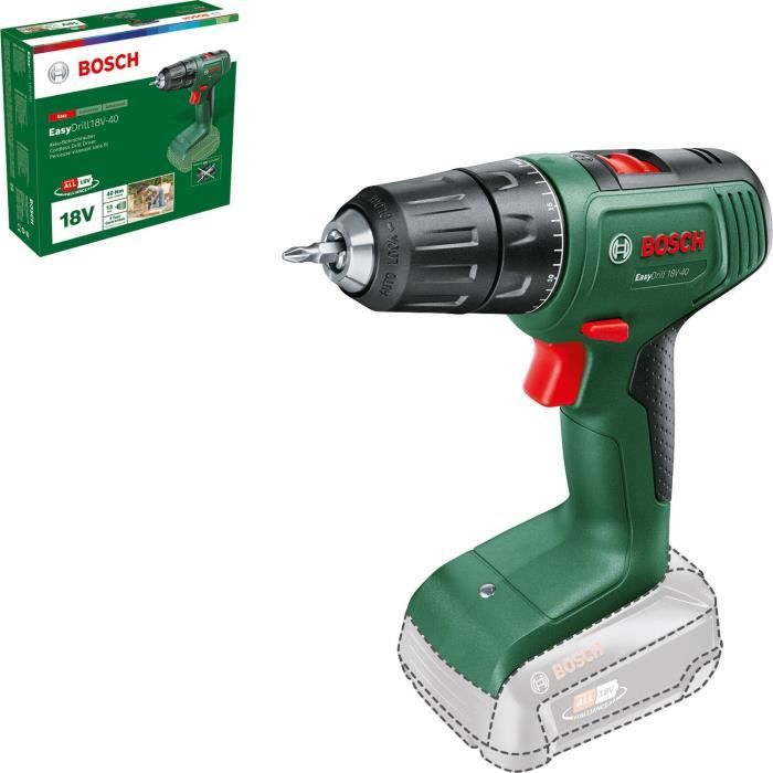 Bosch EasyDrill 18V-40 Cordless Drill Driver - 13 mm Chuck - 2 Speeds - Battery Not Included