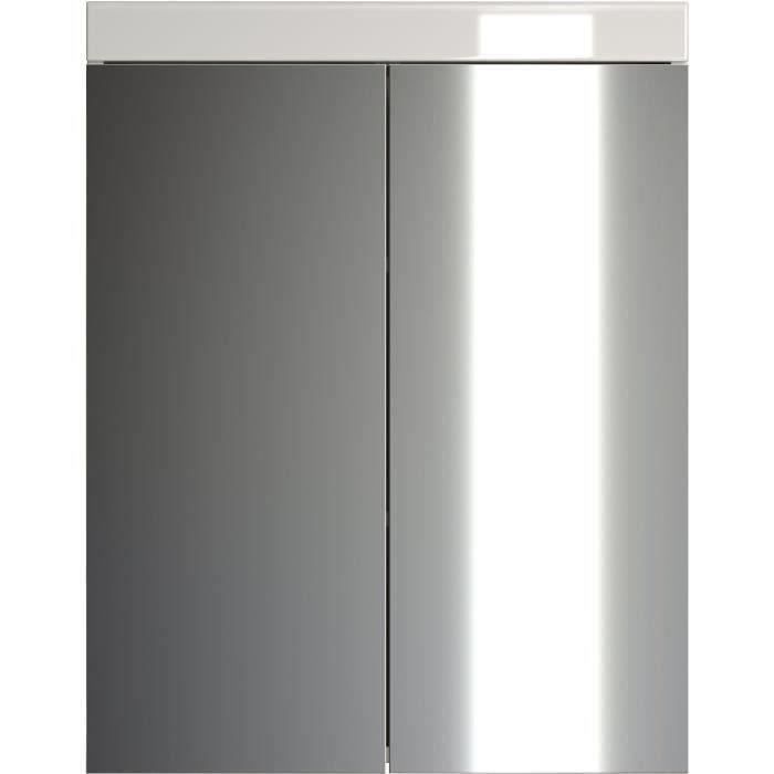 AMANDA Bathroom Cabinet - Vanity Unit - Mirror - 2 Doors - White - W60 x D17 x H77 cm H77cm